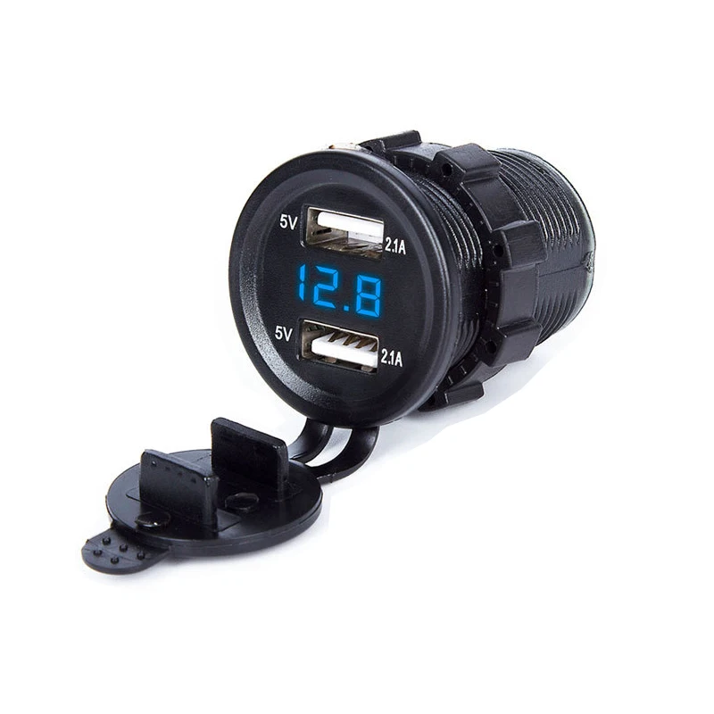 5V 2.4A+ 2.4A лодка мотоцикл автомобиль USB зарядное устройство разъем вольтметр прикуриватель автомобильный адаптер зарядного устройства с двойным USB Voltage12v-24V