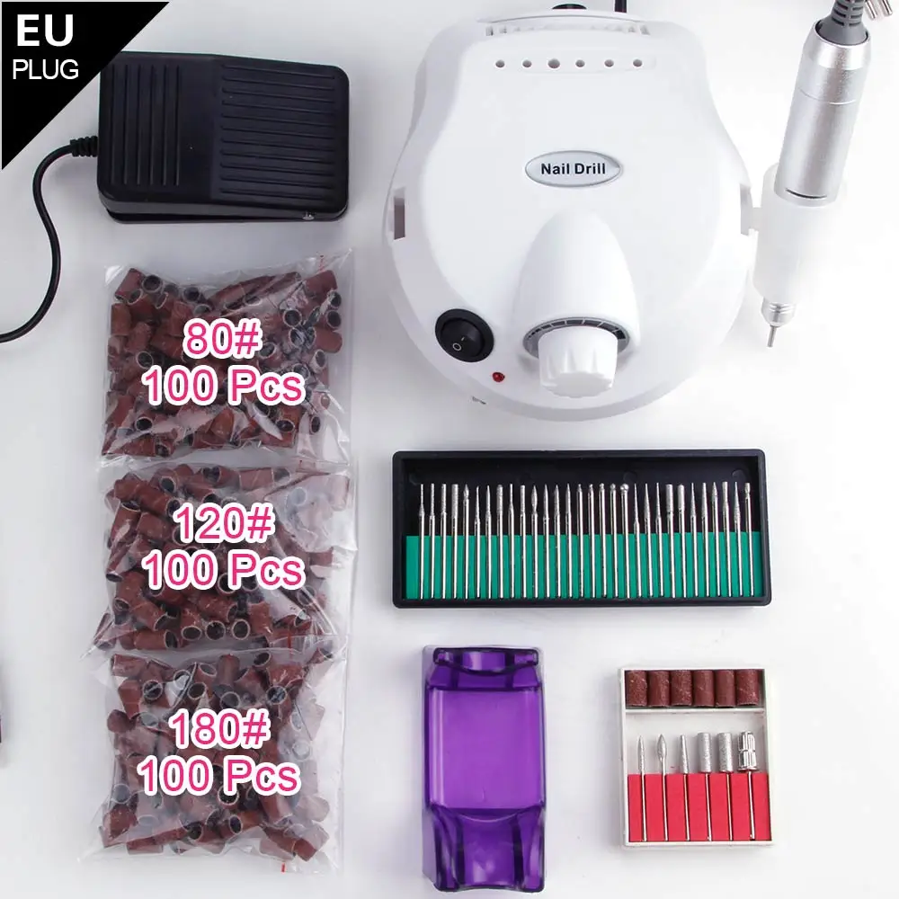 White EU Plug Электрический аппарат для сверления ногтей, маникюрный набор инструментов, профессиональный инструмент для снятия лака, шлифовальные ленты для ногтей, Фрезер - Цвет: White EU Plug