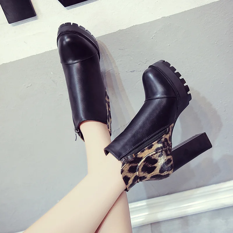 Женские ботильоны для осени однотонные туфли-лодочки из искусственной кожи на