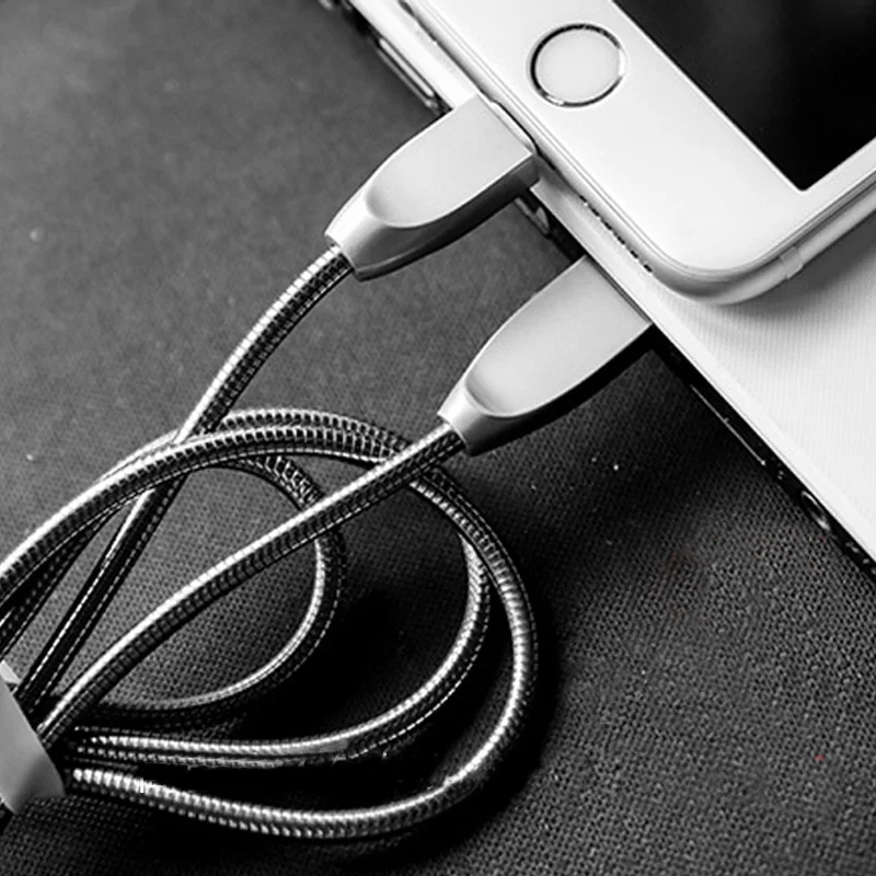 Металлический кабель USB для передачи данных и зарядки 1 м iPhone 6 S 7 8 Plus X XR XS Max 5 5S 5C SE