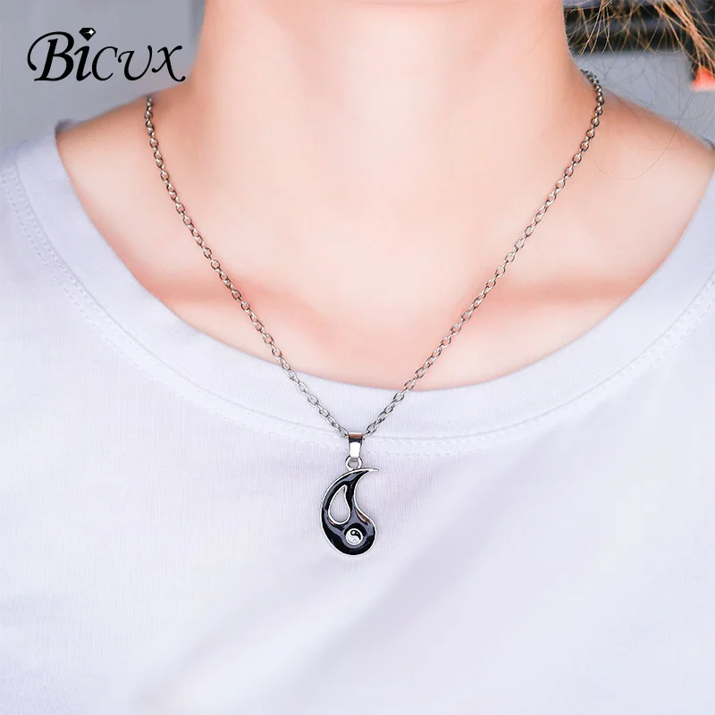 BICUX модные Инь Ян сплетни кулон ожерелья для женщин мужчин украшения черный белый