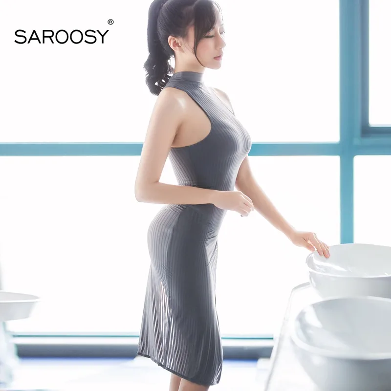 SAROOSY, сексуальное, в полоску, Эротическое нижнее белье, платье для женщин, с высокой посадкой, прозрачные, пляжные платья, эластичная, Клубная одежда, лето, новое поступление