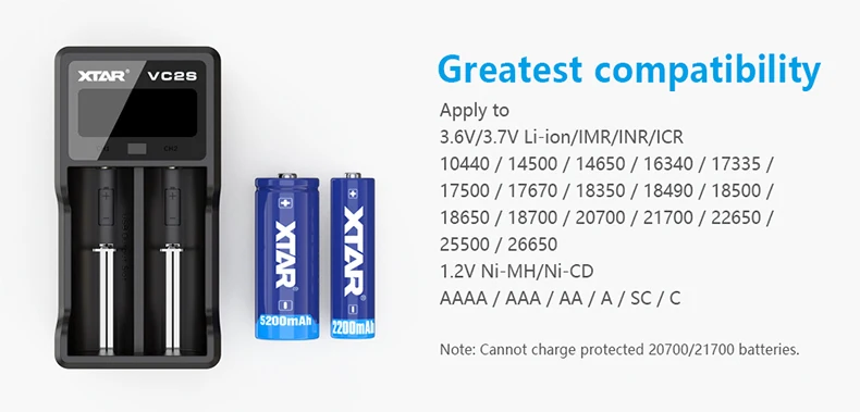 XTAR ЖК-дисплей Зарядное устройство QC 3,0 быстрой зарядки для VC4S/VC2S Мощность банк Зарядное устройство/VC2 VC4 USB Зарядное устройство 20700 21700 18650 Батарея Зарядное устройство