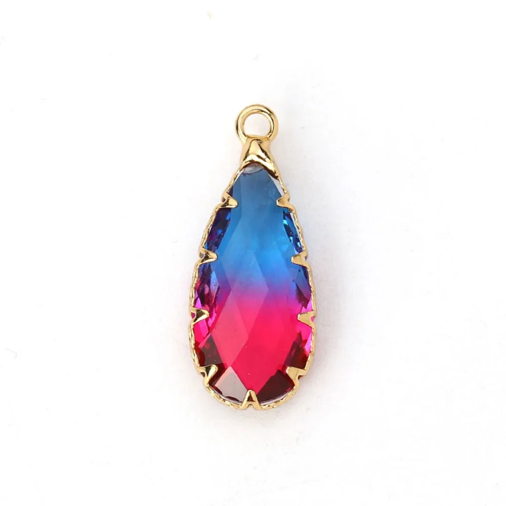 Подвеска DoreenBeads из меди и стекла оправа под золото красочные граненые подвески 24