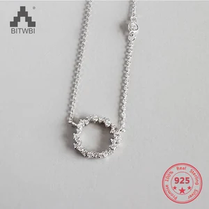 Изысканное циркониевое ожерелье из стерлингового серебра S925 для женщин, серебряные ювелирные изделия