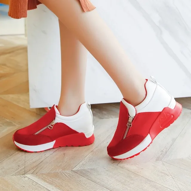 Fujin/Осенняя повседневная обувь Женские кроссовки на танкетке Обувь плоской