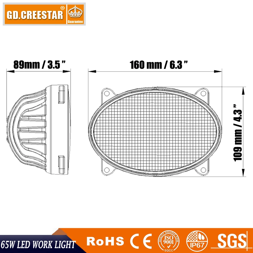 Овальные светодиодные фары дальнего света 65 Вт для тракторов RE260102 RE173600 re18тогда