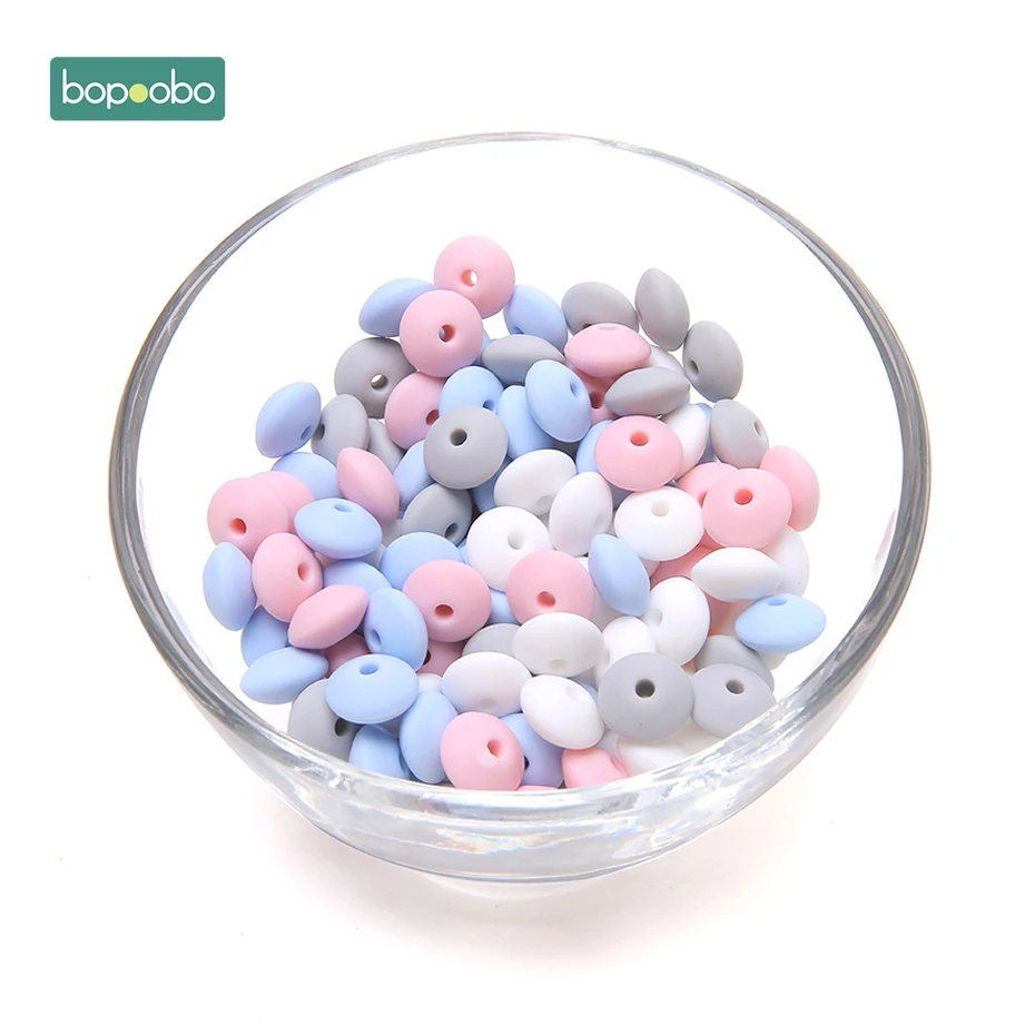 Bopobo, 12 мм, 20 шт., силиконовые бусины, Abacus, чечевица, детский прорезыватель, сенсорные, сделай сам, рукоделие, жевательные, органические бусины, Детские Прорезыватели - Цвет: Pink-Blue Series