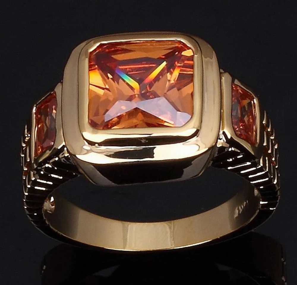 Мужское кольцо SuoHuan размеров 8 12 с фианитом цвета шампанского|size 8|wedding ringsgold filled |