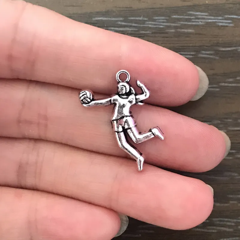 

10PCS DIY Sport Charm Volleyball Player Charms Zinc Alloy Sports Pendant Charm for Bracelet Necklace Earring Jewelry Making
