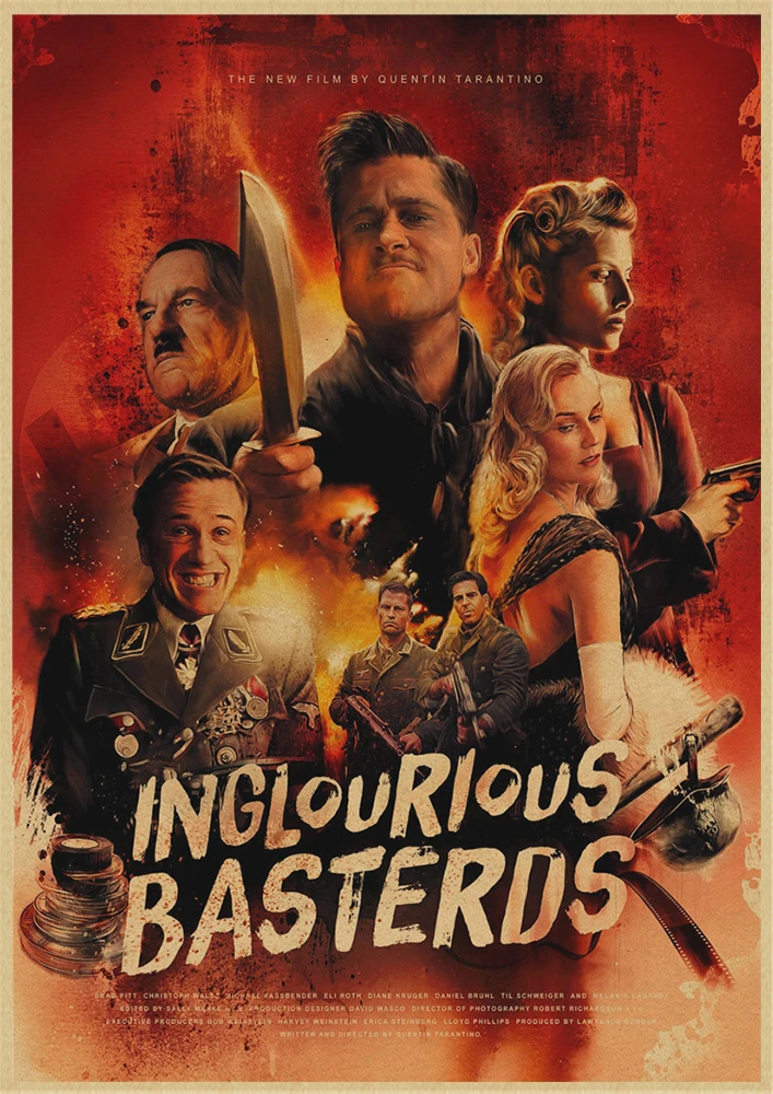 Inglourious Basterds Квентин Тарантино Классические фильмы домашний интерьер украшения Крафт Фильм плакат рисунок core наклейки на стену