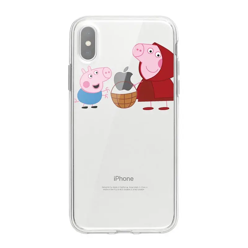 Для iphone6 7 8 x xr xsmax прозрачный окрашенный плоский Мягкий чехол из ТПУ Мультфильм pec