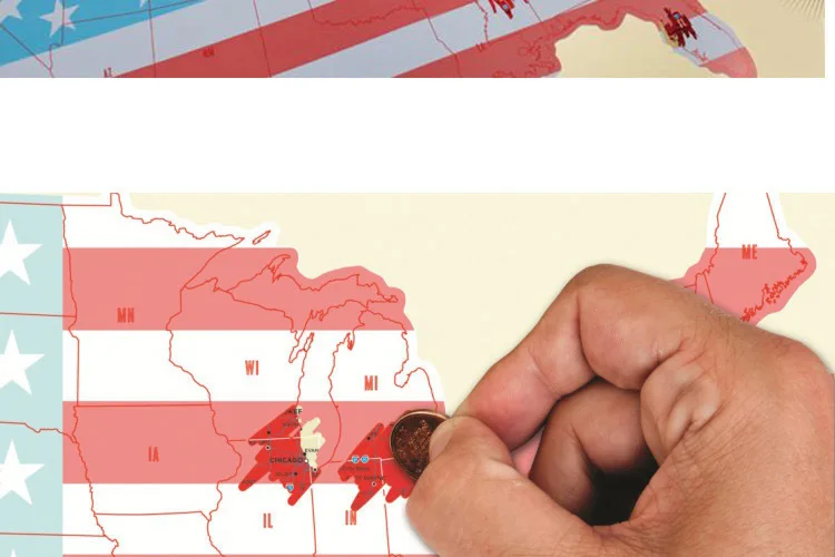 Персонализированный роскошный постер с картой мира для путешествий США