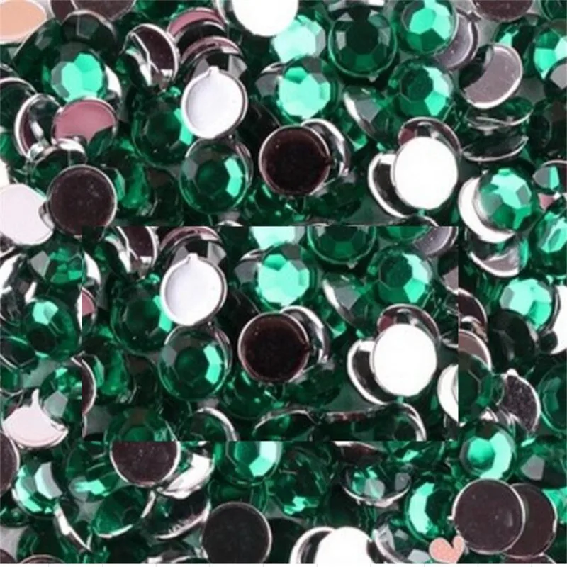 2-12 мм DIY Bling Изумрудный цвет круглые акриловые Стразы Flatback камни без клея для