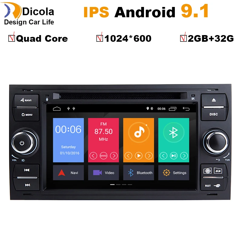 7 &quotips HD 2 din Android 9 1 автомобильный DVD gps для Ford Mondeo S max Focus C MAX Galaxy Fiesta transit Fusion
