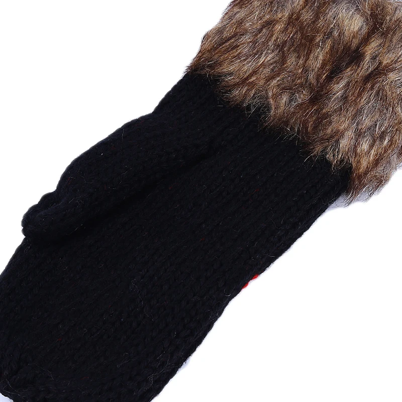 Женские зимние модные перчатки с красным сердцем черные белые женские теплые