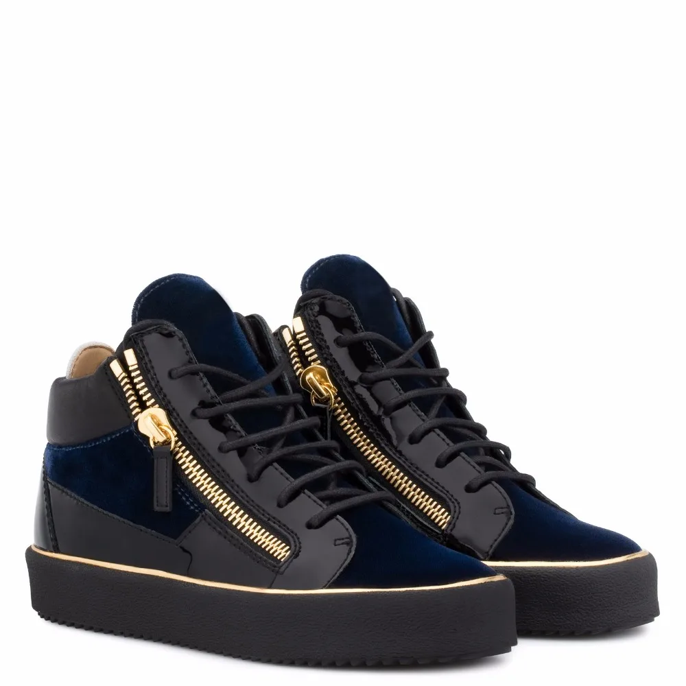 Leather and Suede Patchwork Men Casual Shoes Lace Up Sneaker Top Zipper Flat Thick Bottom Creepers Zapatillas Hombre |