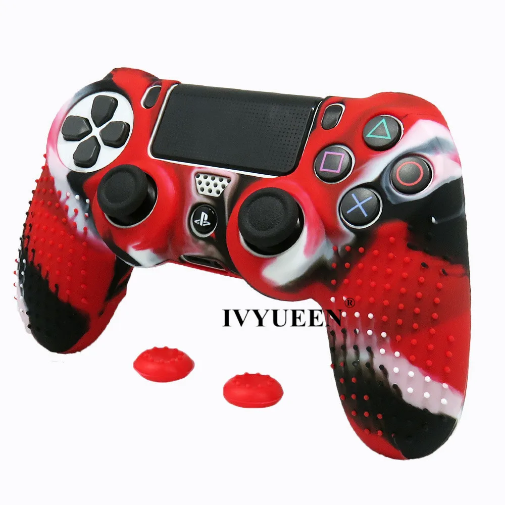 Силиконовый Противоскользящий чехол IVYUEEN для playstation 4 PS4 Pro, тонкий чехол для контроллера с рукояткой для большого пальца, колпачки для Dualshock 4