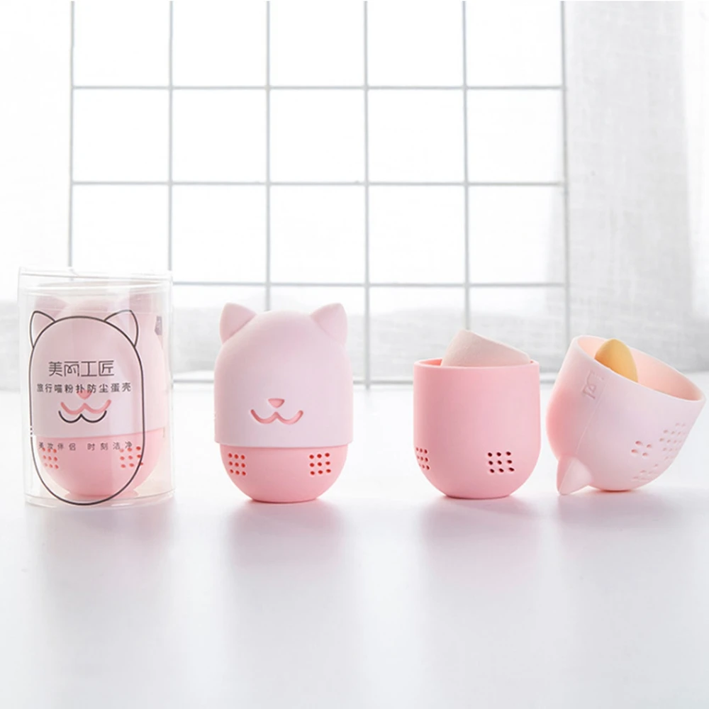 Cute Eggshell Silicone Makeup Sponge Holder Travel Sponge Carrying Case Beauty Foundation Blending Sponge Holder Storage Box