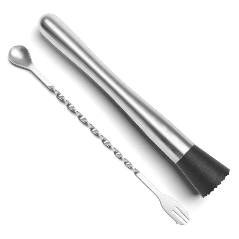 

Stainless Steel Bar Cocktail Muddler and Mixing Spoon Muddler Bar Tool Set DIY Drink Fruit Ice Bartenders Barware Bar Tools