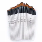 Набор кистей для рисования, 12 шт., нейлоновые плоские масло для деревянных ручек для художественная акриловая живопись