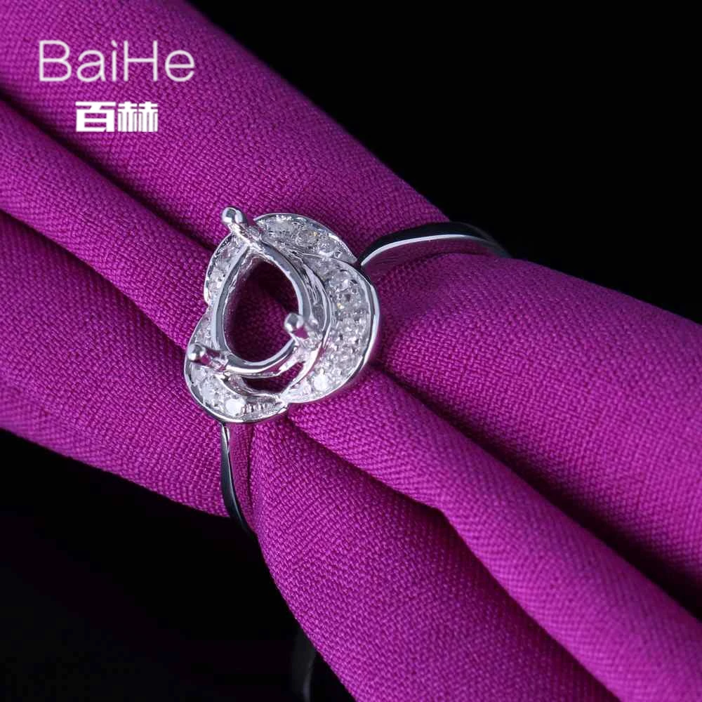 BAIHE твердое 10K белое золото сертифицированное грушевидное Свадебное женское