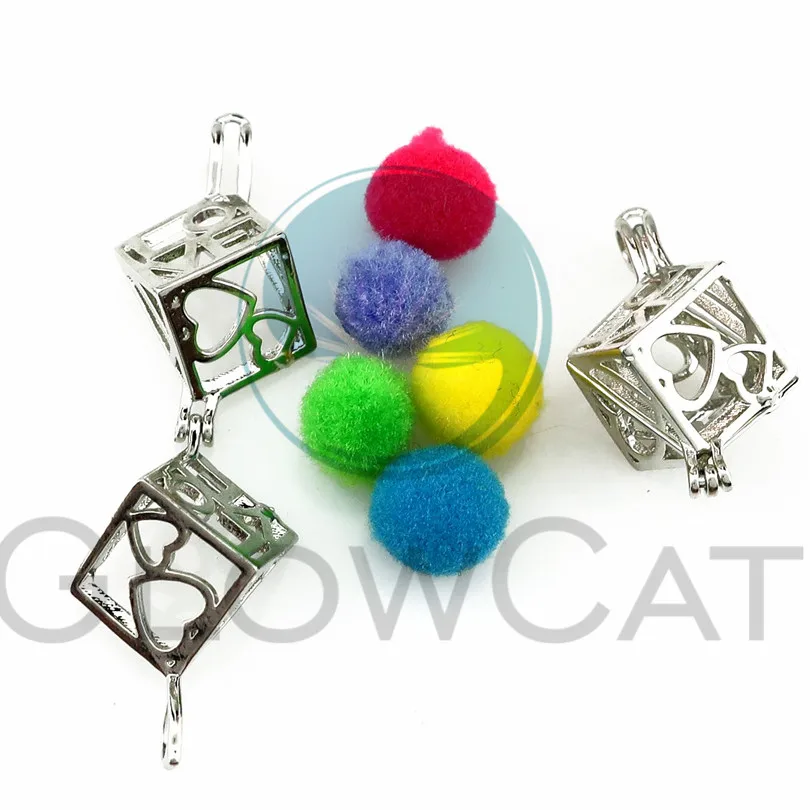 5X квадратная любовь жемчужный клетка медальон фурнитура кулон эфирное масло со