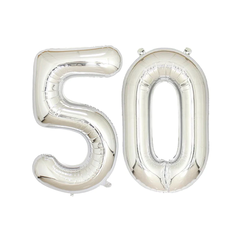 Silver 50 40 дюймов 30/40/50/60 Юбилей алюминиевый Фольга воздушные шары для дня рождения воздушные шары бакалавра вечерние Свадебные украшения поставки - Цвет: Silver 50