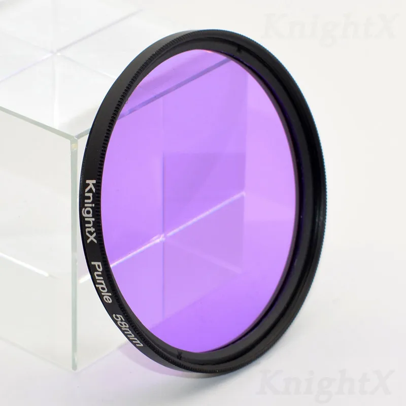Purple KnightX 24 цветной фильтр gnd Градуированный комплект для фотосъемки цветное фото 52 мм 58 мм uv cpl красный желтый синий объектив камеры для canon nikon - Цвет: Purple