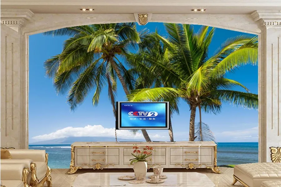 

USA Coast Ocean Hawaii Palma Trees Nature wallpapers papel de parede, living room TV sofa wall bedroom 3d mural wallpaper