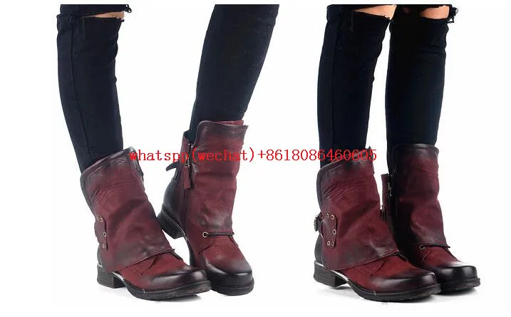 Choudory/Женские зимние кожаные сапоги в западном стиле Sapatos Femininos цвет черный винный