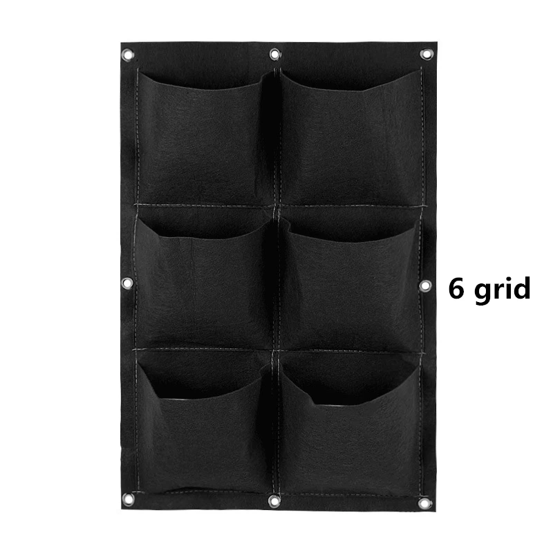 6 grid black Настенные подвешиваемые посадочные сумки 24 размера, зеленые сумки для выращивания растений, вертикальная садовая растительная гостиная сумка для бонсай с цветами, товары для дома - Цвет: 6 grid black