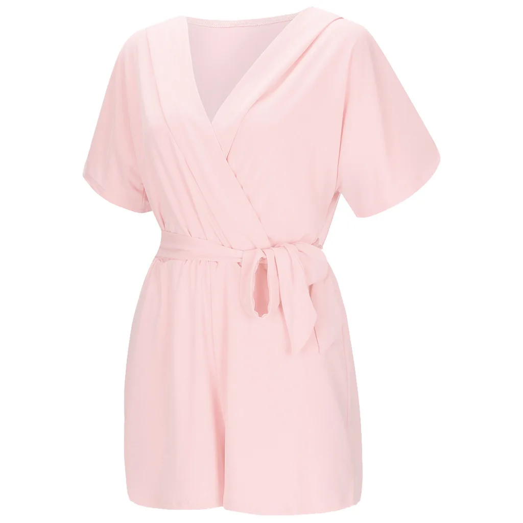 Летний женский однотонный комбинезон повседневный ремень элегантные бальные