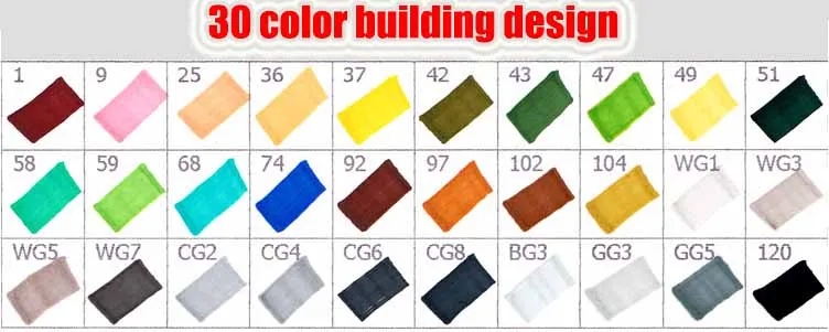 30 building design 30/40/60/80 художника с двойной головкой Маркер Набор маркером в наборе, манга анимация дизайн Краски эскиз маркеры для рисования товары для рукоделия - Цвет: 30 building design