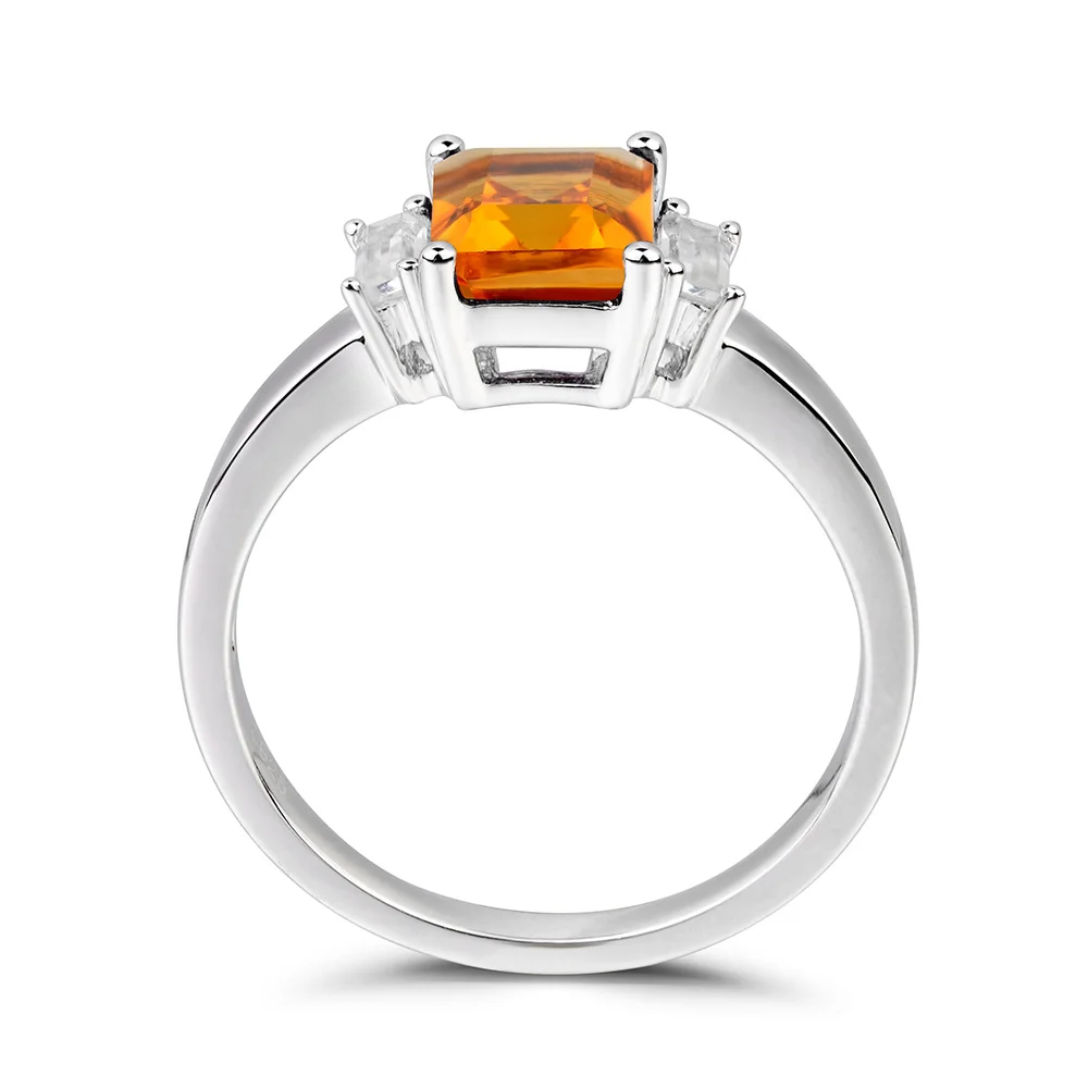 Лейдж Jewelry Обручение кольцо из натуральной цитрин кольцо Emerald Cut Желтый камень кольцо стерлингового серебра 925 подарки для Для женщин