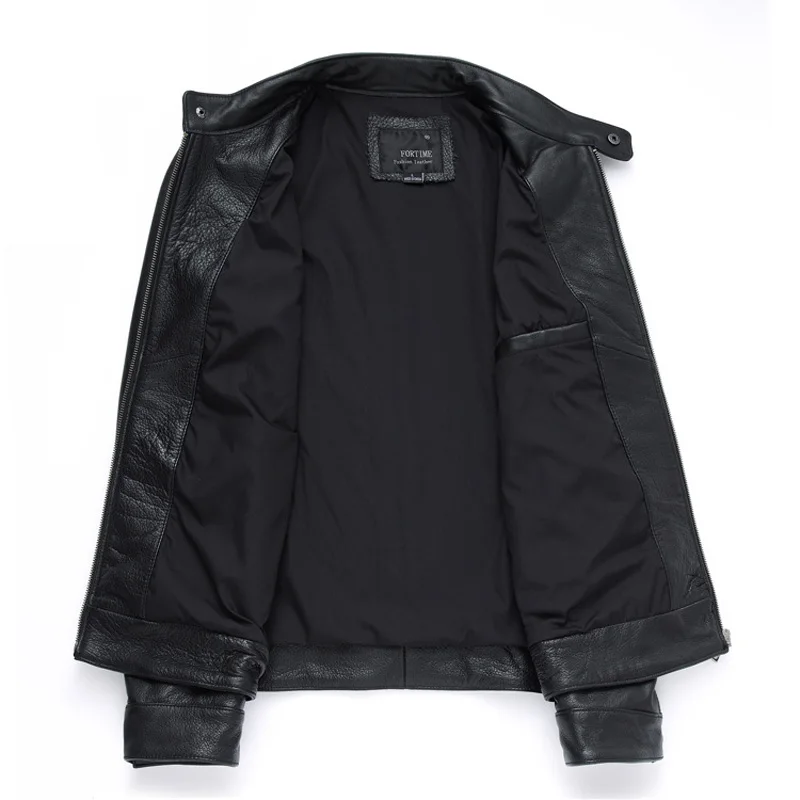 

2018 Free Shipping Mens Leather Jacket Men Natural Cowhide Coat Slim Fit Black Casual Boy's Leather Clothing Overcoat Spring