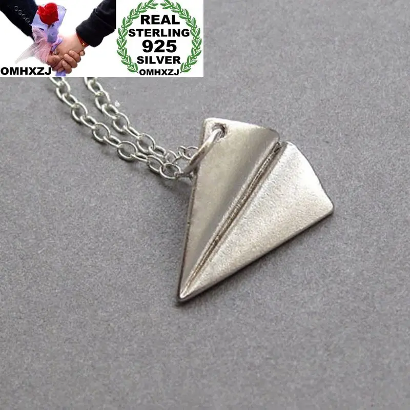 

OMHXZJ Оптовая Продажа Европейский модный женский мужвечерние подарок на свадьбу бумажный самолет ожерелье из стерлингового серебра 925 пробы ...