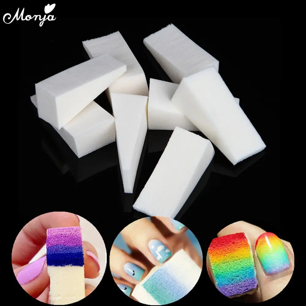 Monja 12/16/24 шт. Nail Art градиент Цвет тиснения губки Гель-лак Лаки 3D изображение DIY трансферная печать мягкий Треугольники Цвет ing инструменты