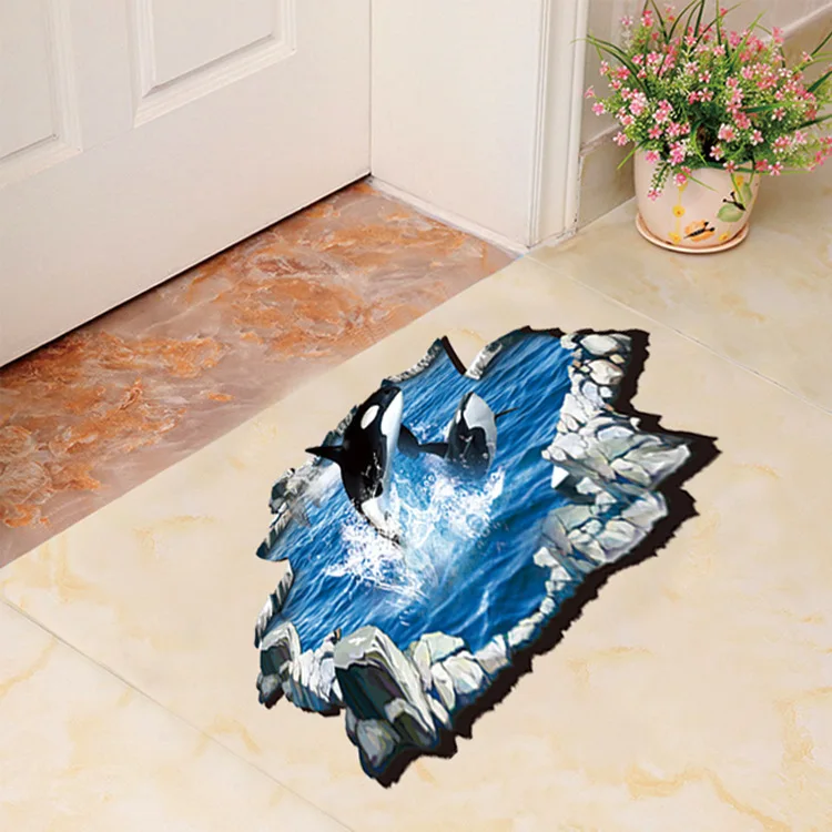 3D обои носимые напольные наклейки дельфины КИТ настенные детская комната