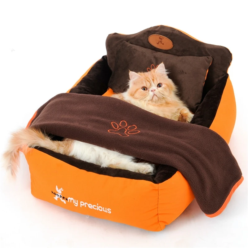 Полностью съемный моющийся и 3 шт. Pet кошка собака кровать с Двусторонняя Подушка
