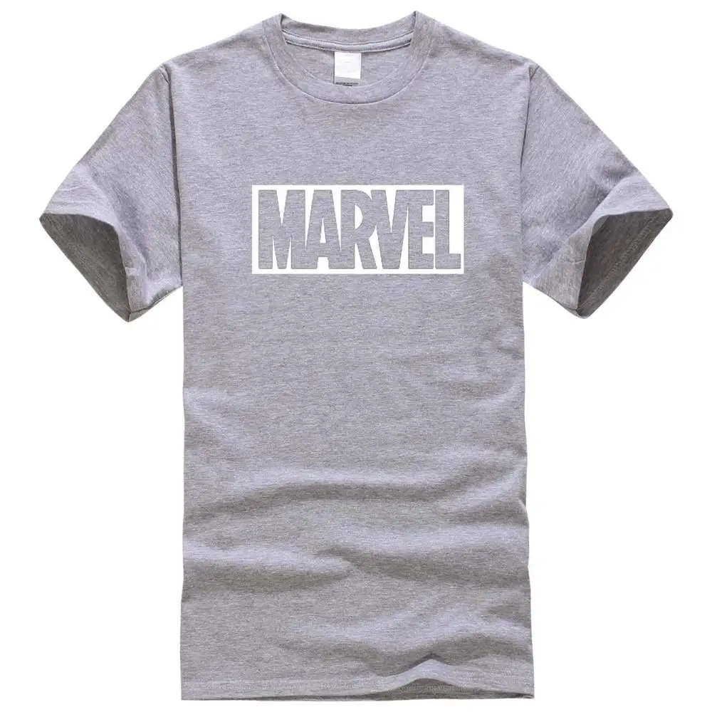 Light grey white Новая модная футболка "Марвел", мужская хлопковая Повседневная футболка с короткими рукавами, мужские футболки marvel, мужские топы, футболки - Цвет: Light grey white