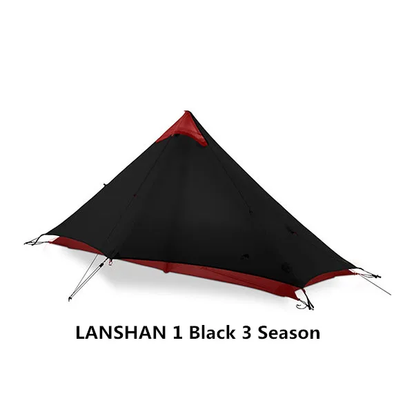 Black 3F UL GEAR LANSHAN 1 человек наружная Ультралегкая палатка для кемпинга 3 сезона профессиональная 15D Silnylon Бесшумная палатка - Цвет: Black