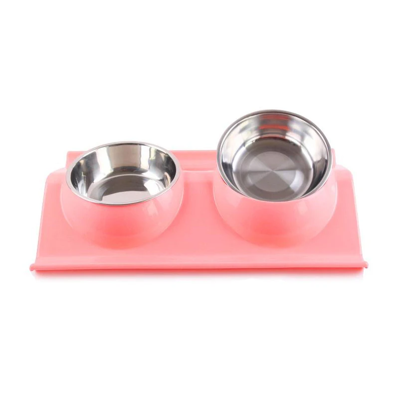 WIILII креативные двойные миски из нержавеющей стали для домашних питомцев кошек и