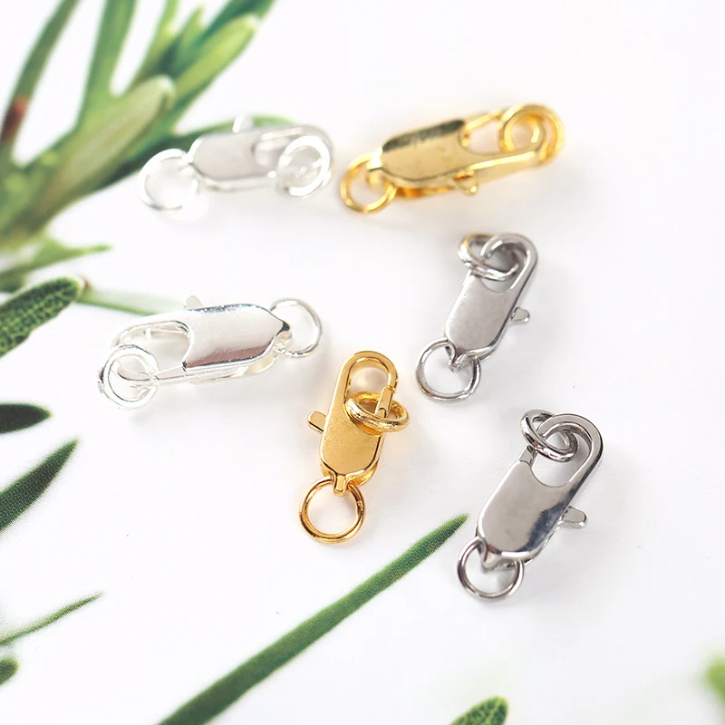 10 pcs/Pack14X5 12X4mm металлические застежки Омаров коготь крючки с кольцами Наборы Серебряный, Золотой, родиевый пластины DIY Изготовление, поиск ювелирных изделий 11000