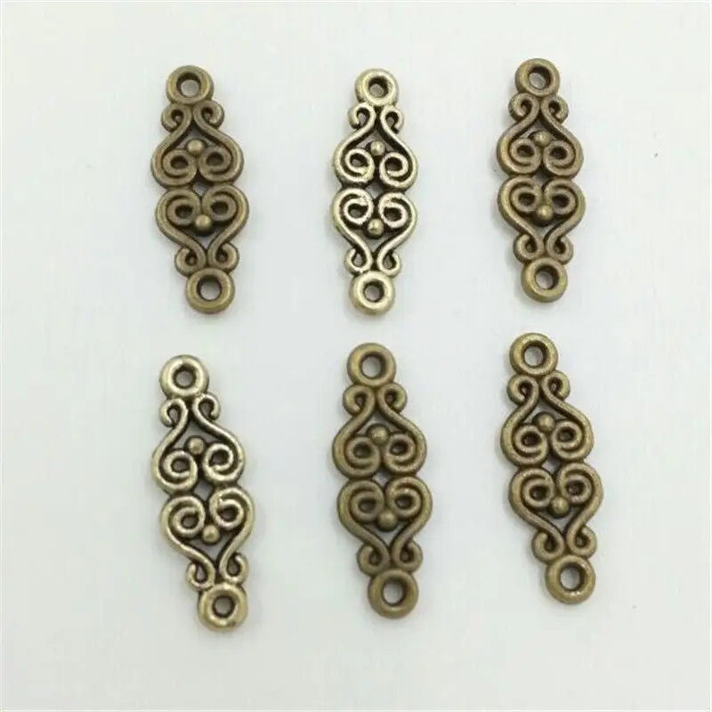Цветочный ломтик с двумя разъемами Бронзовый Серебряный цинковый сплав DIY