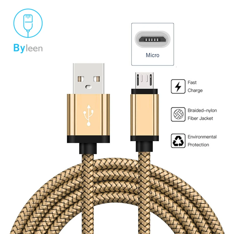 Byleen Micro USB зарядное устройство V8 Быстрый зарядный кабель 0,25 м короткий 1 м 2 м длинный автомобильный заряд для samsung Galaxy S7 S6 S5 S4 S3 PS4 Kindle