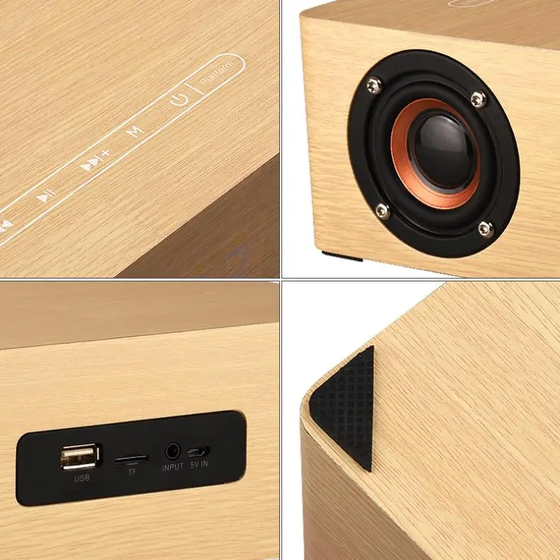 Q5C Clock Edition деревянный Bluetooth динамик домашний четыре динамика с дисплеем времени и полночастотным сигналом для смартфона