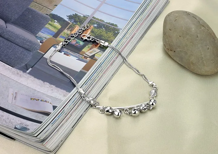 Модные летние милые мини колокольчики индийский ножной браслет Argent 925 цепочка на ногу, 925 Серебряные ножные браслеты для женщин ювелирные изделия для ног