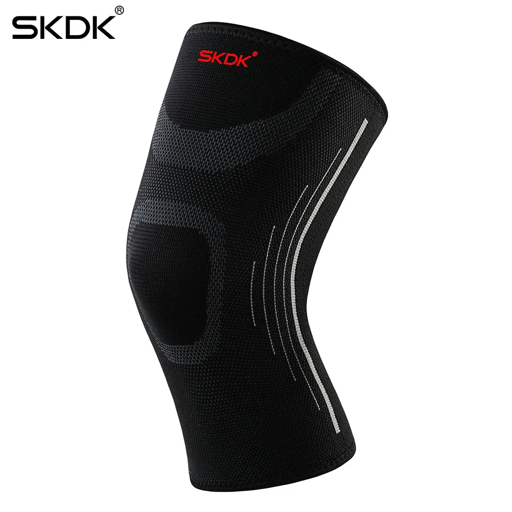 SKDK, 1 шт., спортивные наколенники, мужские, для бега, баскетбола, фитнеса, мужские, iscus, против травм, для девушек, летние, тонкие, вязаные, наколенники, теплые, защитное снаряжение - Цвет: Черный