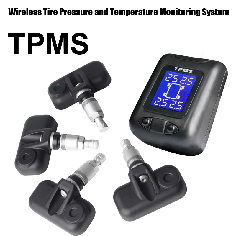 

Система контроля давления в шинах Автомобильная TPMS с 4 внутренними датчиками предупреждения о высоком и низком давлении и высокой температ...